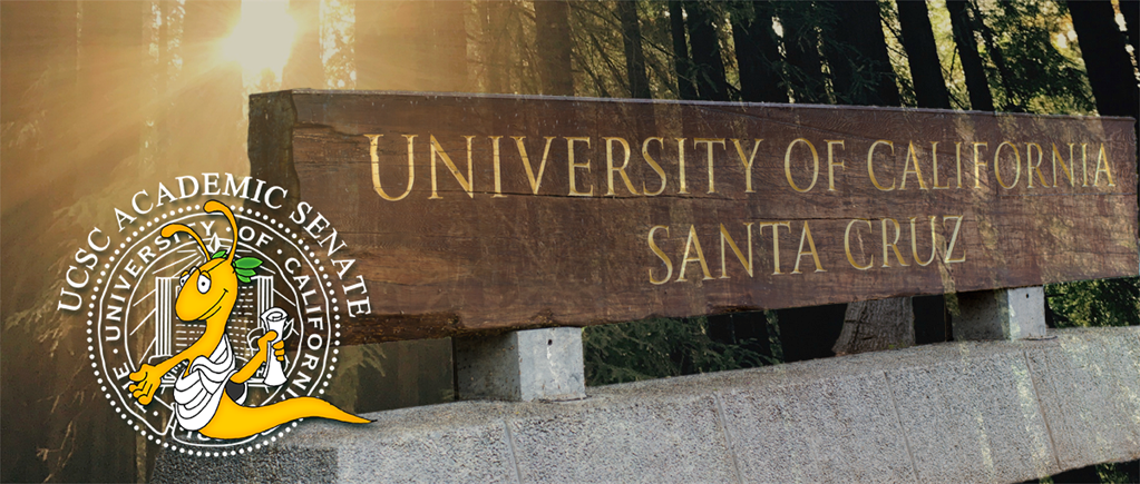 University sign and Senate logo